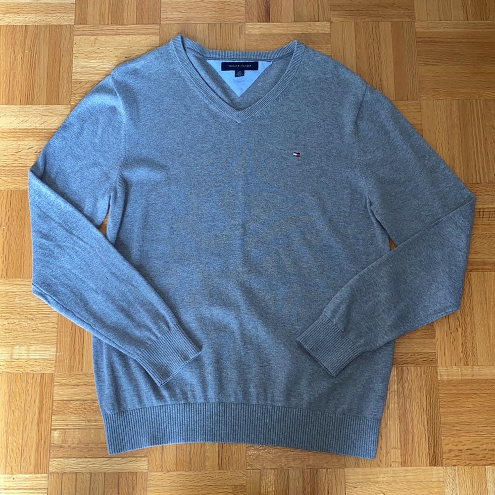 Tommy Hilfiger Gray crew neck sweater cotton